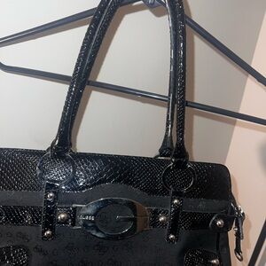 Guess Black Shoulder Bag with Textured Finish